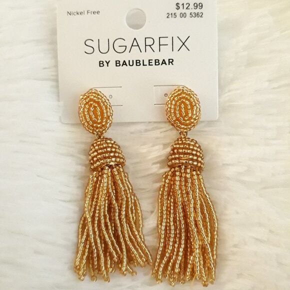 SUGAR FIX "Polished Beaded Tassel Earrings" (Gold) ~ NEW!!! - Picture 3 of 6